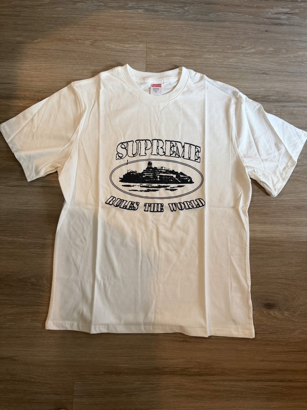 Supreme White Graphic 'Rules The World' Tee